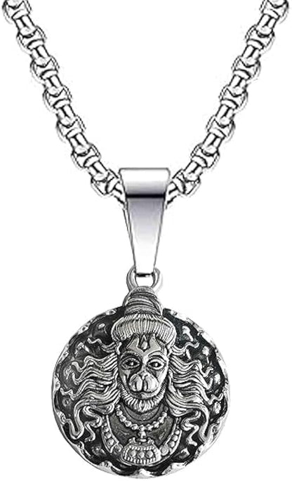 Hanuman Ji Pendant Oxodaised Silver Chain