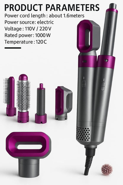 Muti-Functional 5 IN 1 Hair Styling Tool Detachable Hot Air Brush Hair Dryer with Comb