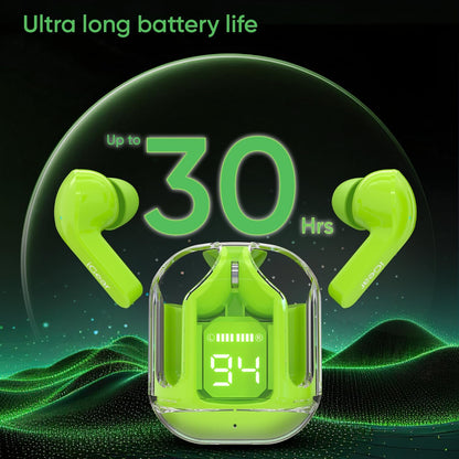 Crystal Portable LED Display Professional Clear Sound Wireless Earbuds