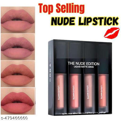 Nude Red Edition Different Shades Liquid Lipstick Set of 4 (16ml)